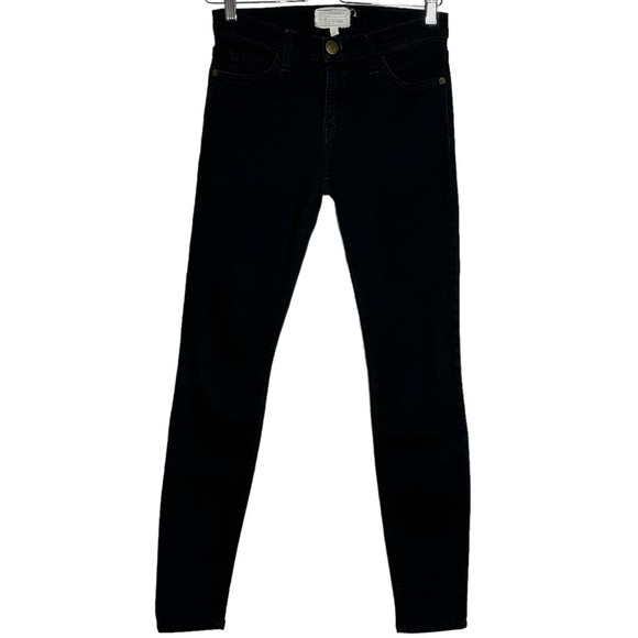 Current/Elliott The Ankle Skinny Jet Black Mid Rise Jeans Stretch Denim 27 - Picture 1 of 16